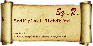 Széplaki Richárd névjegykártya