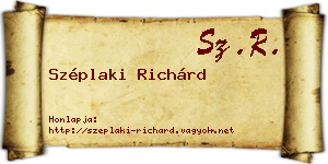Széplaki Richárd névjegykártya